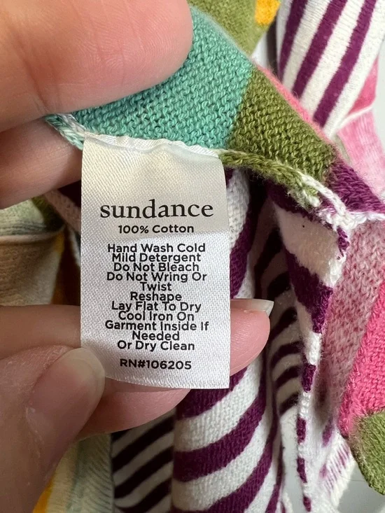 SUNDANCE Johanna 100% Cotton Multi Stripe sweater Top size Small - Picture 7 of 10